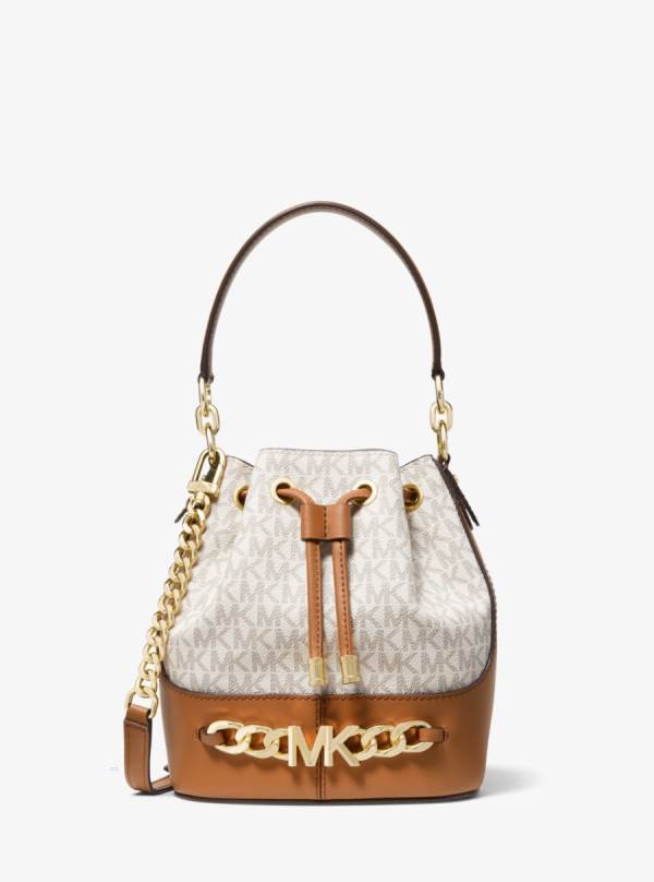 Damske Prenosná Taška Michael Kors Devon Small Two-Tone Logo Bucket Hnedožltý Hnede - Kabelky Michael Kors Nejlevnejsi | WTYXV-2087